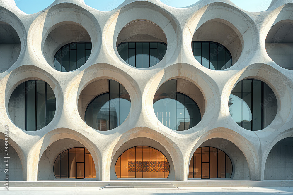 Poster parametric facade of a modern building inspired by new gothic architecture. background image. create