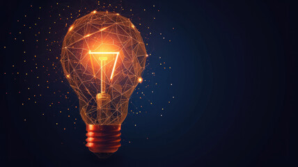 Incandescent lamp bright light. Low poly wireframe points