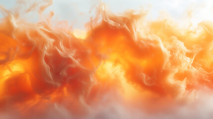 Abstract burning orange fire on a white background.