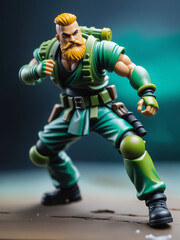 action figure fighter in green cloth - 733984240
