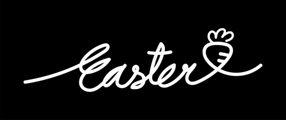Easter's day one line art, hand drawn continuous contour. Holiday concept, festive lettering. Easter handwriting text, sketch style, minimalist design. Editable stroke. Isolated. Vector illustration