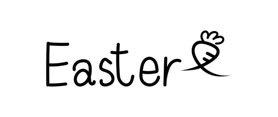 Doodle hand drawn Easter text line art. Holiday concept, festive lettering. Easter handwriting text, sketch style, minimalist design. Editable stroke. Isolated. Vector illustration