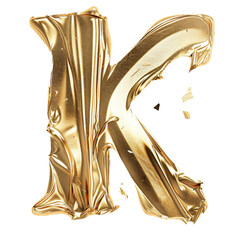 K in the style of Gold shiny and luxurious, PNG image, transparent background.
