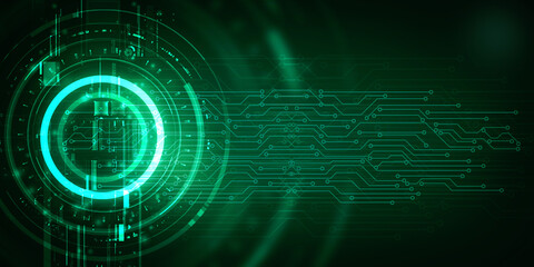 2d illustration Abstract futuristic electronic circuit technology background