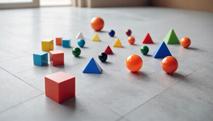 Different sized and different colored geometric shapes for learning geometry and for children to touch and feel different shapes