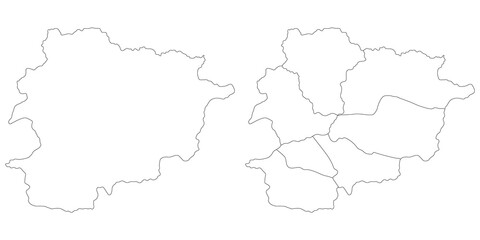 Andorra map. Map of Andorra in white set - obrazy, fototapety, plakaty