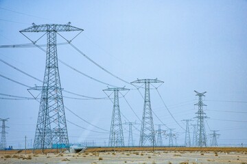 Jiuquan City, Gansu Province - High voltage wires and power towers