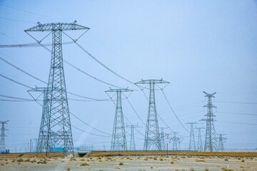 Jiuquan City, Gansu Province - High voltage wires and power towers