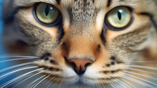 Adorable cat, macro photo of muzzle.