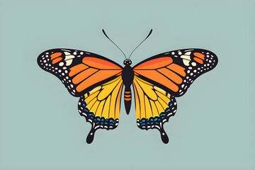 flat illustration of a butterfly isolated on a solid background