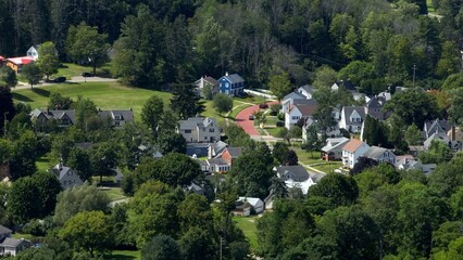 Small town USA neighborhood houses and homes real estate in countryside New York State