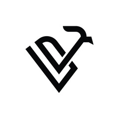 Letter V Eagle Line Modern Logo, logo design template. vector illustration.