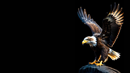 Obraz premium full-body image of an eagle isolated on a solid black background