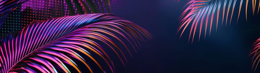 Palm leaf neon pink blue and purple, Background with tinted pink and blue palm leaves. Tropical leaves background. Colorful bright foliage Palm leaf wallpaper