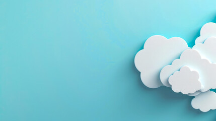 Abstract 3D clouds on light blue background.