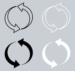 Set of Repeat arrow icon. Refresh icon sign symbol in trendy flat style. Reload arrow vector icon illustration isolated on gray background