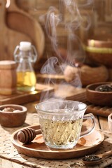 hot tea on the table in the morning