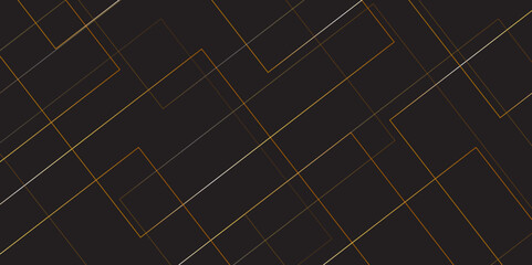 Modern black and golden geometry background . Black and gold luxury background. Squares with shimmering golden lines on a dark background. vector for presentation,business, interior design. 