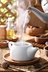 hot tea on the table in the morning