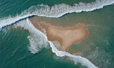 Fototapeta premium Abstract Aerial Bliss: Ocean's White Waves in Majestic Flight