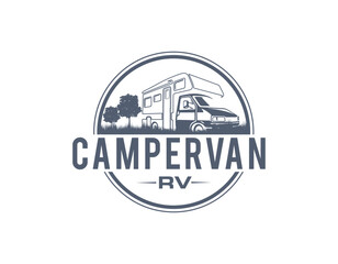 Camper Van Traveling Business Logo Design Template