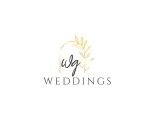 Gold Creative Letter WG Wedding Business Logo Design Template