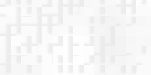 Paper square white Background with modern seamless lines, Abstract seamless and modern random shifted white scaled cube boxes block, Embossed paper square white geometric pattern of 3d blocks pattern.