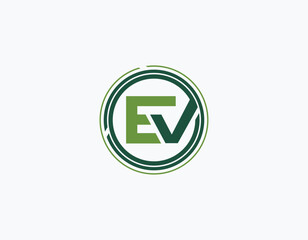 Simple Green Initial Type Letter EV Logo Design Template