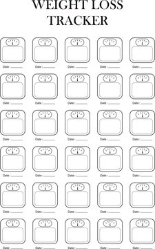 Weight loss tracker, track of your progress, set goals, stay motivated, editable vector, printable 