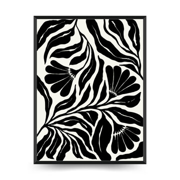 Modern Art Poster with body, women and flower. Matisse Abstract Set, Aesthetic Modern, Boho Decor, Minimalist, Illustration, Vector, Poster, Postcard. Aesthetic minimalist design.