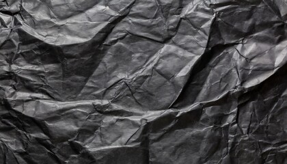 Black crumbled paper texture background.
