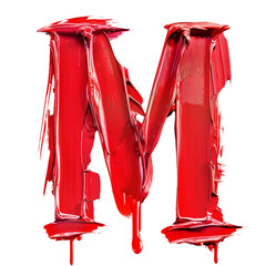 M in the style of red paint smooth and red, PNG image, transparent background.