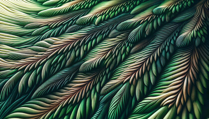 Fototapeta premium AI generated illustration of abstract leaf-like patterns with a gradient of green to brown hues