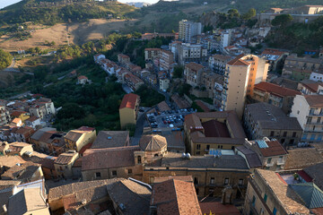 View of Nicosia in central Sicily from the ruins of the Norman Castle