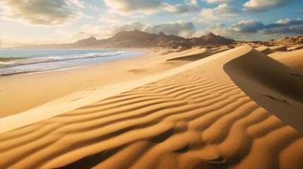 Fototapeta na wymiar Beach or desert sand wavy sand dunes of desert
