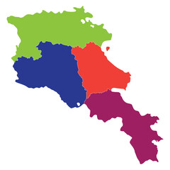 Fototapeta premium Armenia map. Map of Armenia in administrative provinces in multicolor