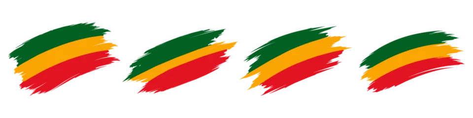 Fotobehang set of Hand drawn paint strokes Pan-African flag - red, yellow, green strokes. African American flag vector © Sunil