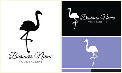 silhouette flamingo vector logo template