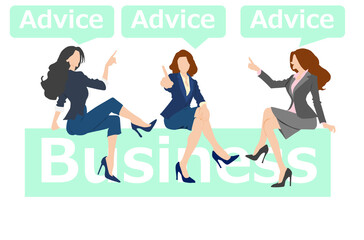アドバイスをする女性たちのイラスト