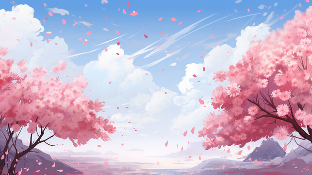 Cherry Blossom day background illustration spring