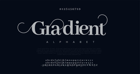 Gradient Elegant alphabet letters font and number. Classic Lettering Minimal Fashion Designs. Typography modern serif fonts regular uppercase lowercase and numbers. vector illustration