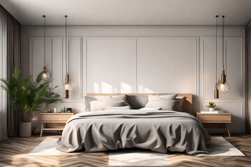 Bedroom on transparent background- 3D rendering