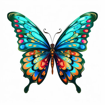 Colorful painted butterfly with wings spread out