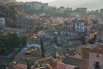 Obraz premium View of Nicosia in central Sicily from the ruins of the Norman Castle