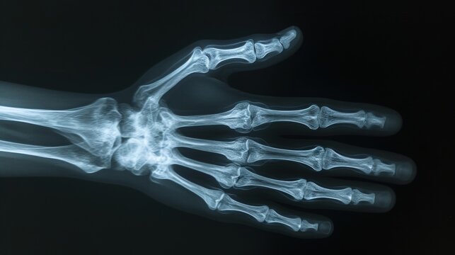 X-Ray Image of Hand Bones and Joints in High Resolution
