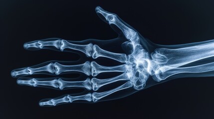Radiograph of the hand with bone and joint abnormalities. - obrazy, fototapety, plakaty