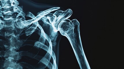 X-ray of shoulder fracture involving humeral head and greater tuberosity - obrazy, fototapety, plakaty