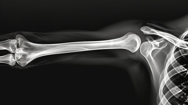 X-ray image of a displaced midshaft clavicular fracture. AI generated