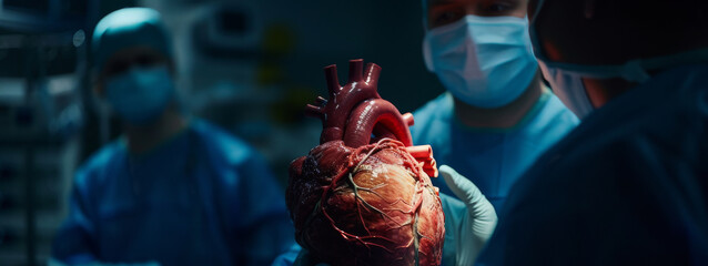 Cardiac transplant heart with signs of graft function and complications. - obrazy, fototapety, plakaty