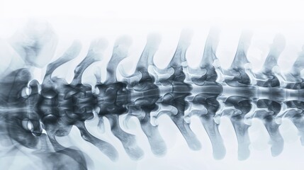 Spinal X-ray showing cervical, thoracic, and lumbosacral vertebrae